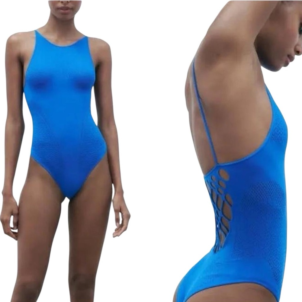 Zara Seamless Blue Bodysuit Limitless Contour Collection NWT (Z)